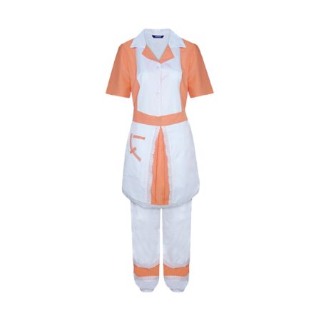 Tenue femme de chambre col claudine contrasté