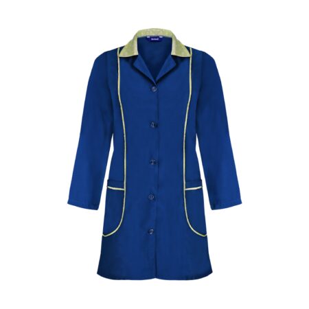 Tablier de travail femme avec biais contrasté inséré au devant