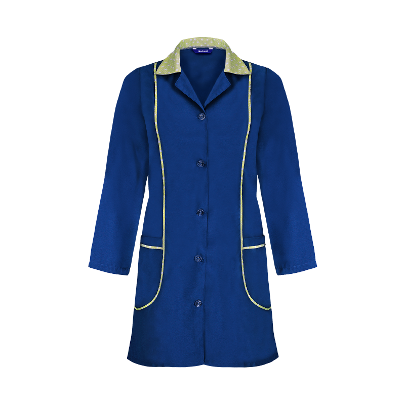 Tablier de travail femme avec biais contrasté inséré au devant