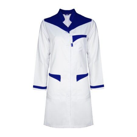 Tablier de travail femme manches longues avec garnitures contrastées