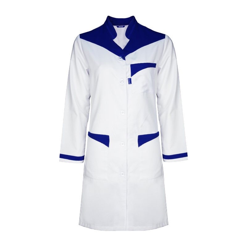 Tablier de travail femme manches longues avec garnitures contrastées